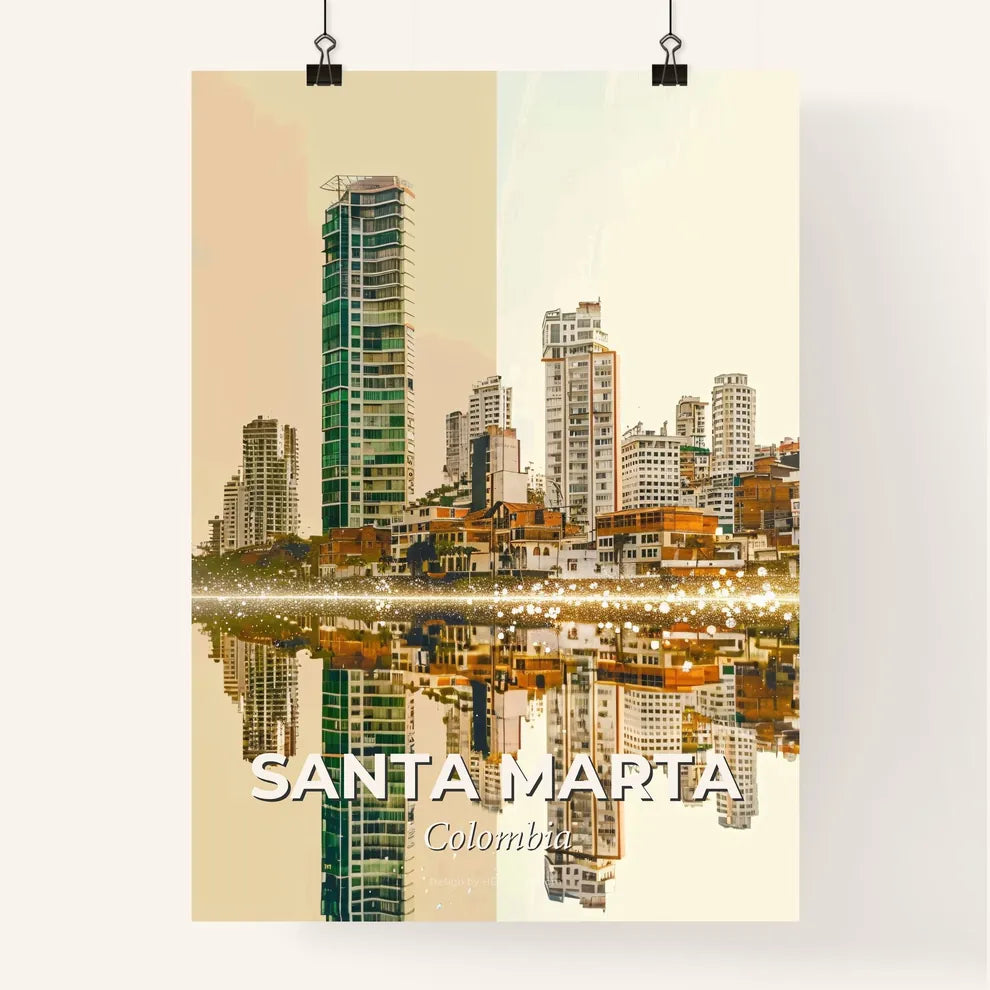 Santa Marta Skyline Double Exposure Poster Art Poster