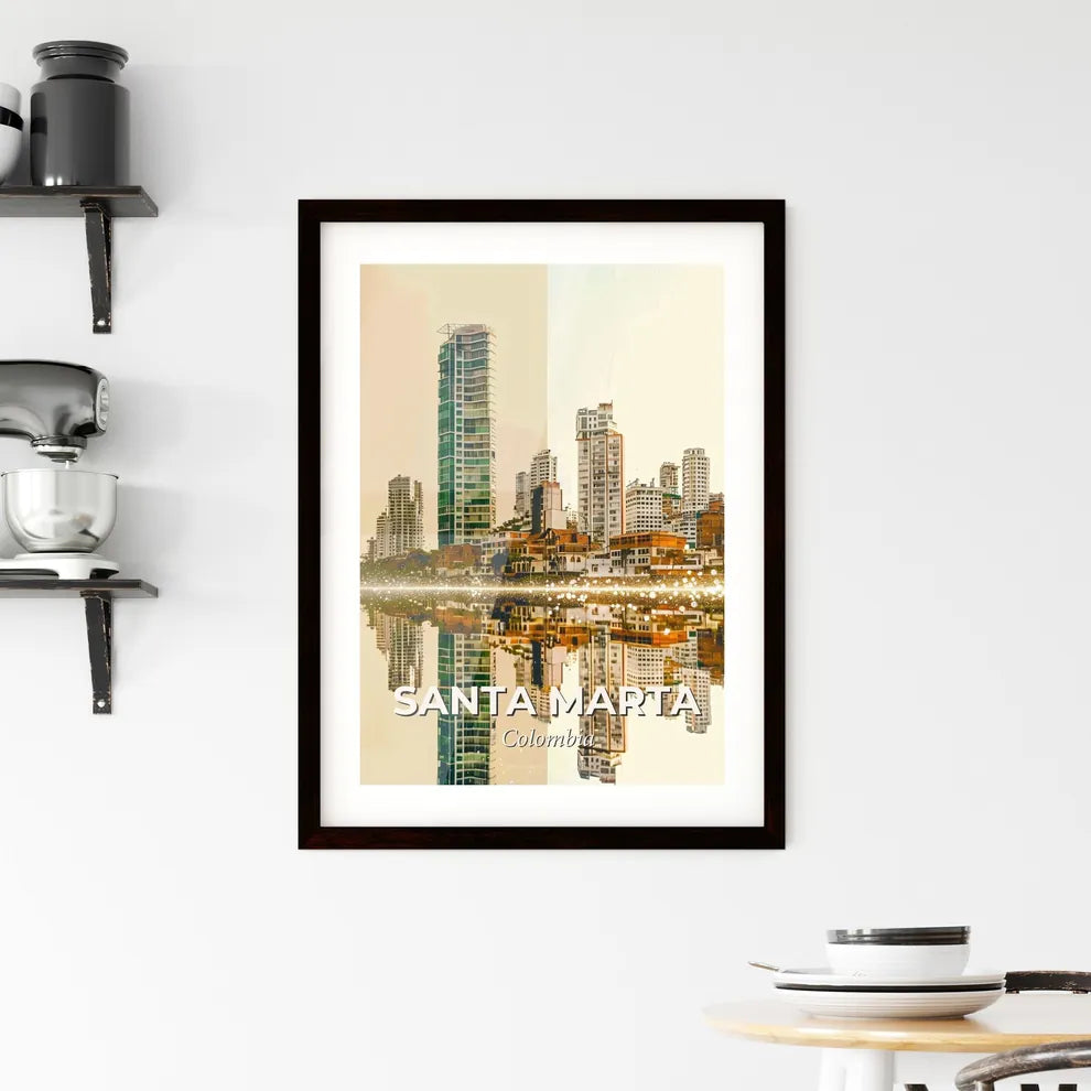 Santa Marta Skyline Double Exposure Poster Art Framed Print