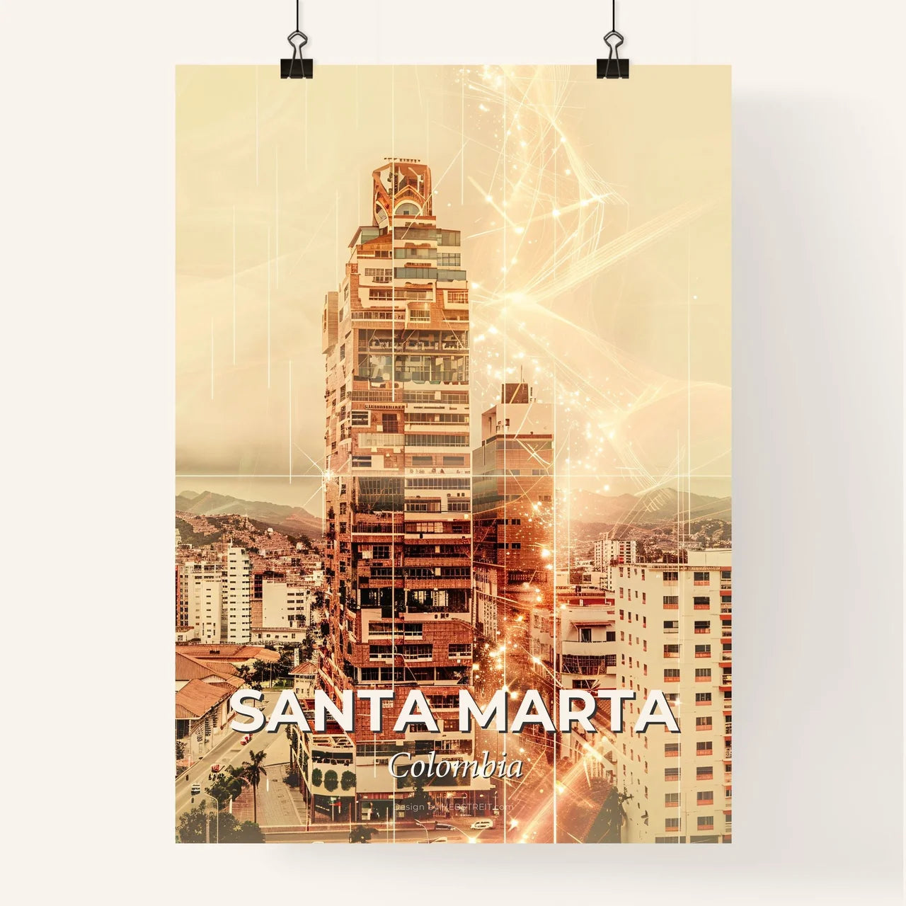 Santa Marta City Skyline Silhouette Poster Poster