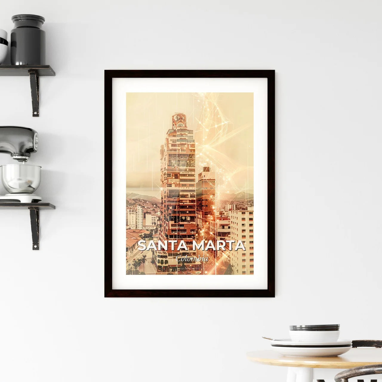 Santa Marta City Skyline Silhouette Poster Framed Print