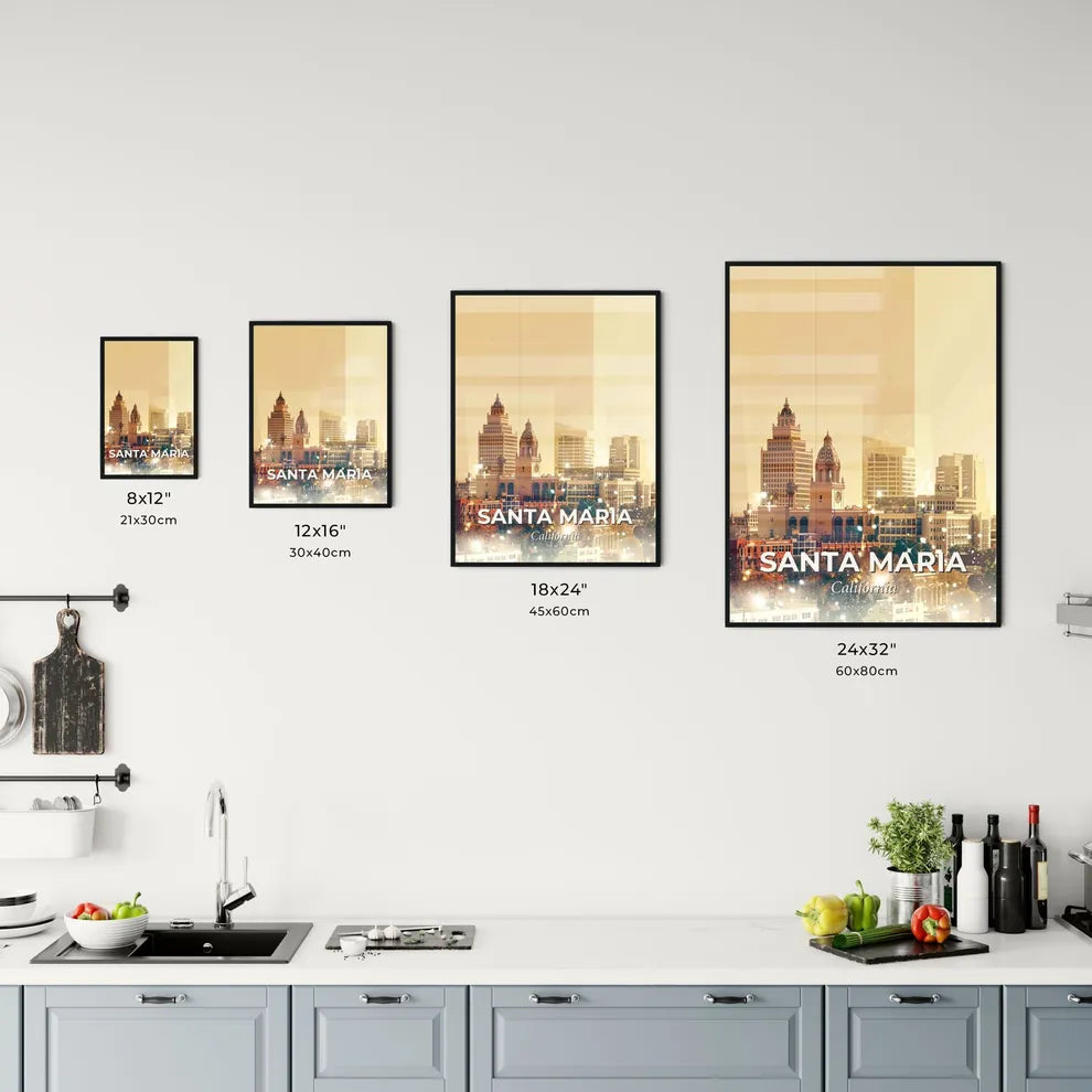 Santa Maria Skyline Art: Local Charm Radiating Office Art