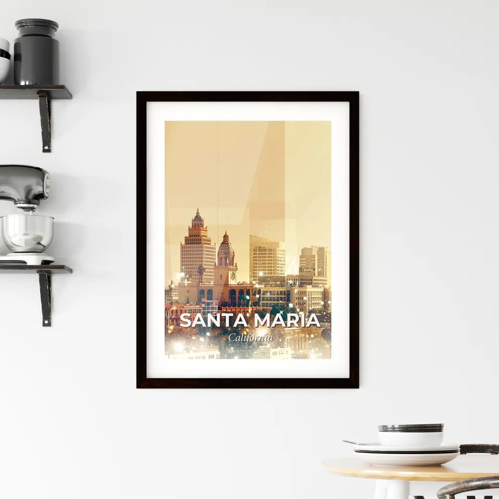 Santa Maria Skyline Art: Local Charm Radiating Framed Print