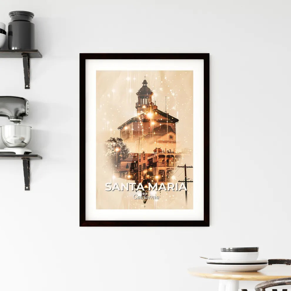 Santa Maria City Scenescape Skyline Print Framed Print