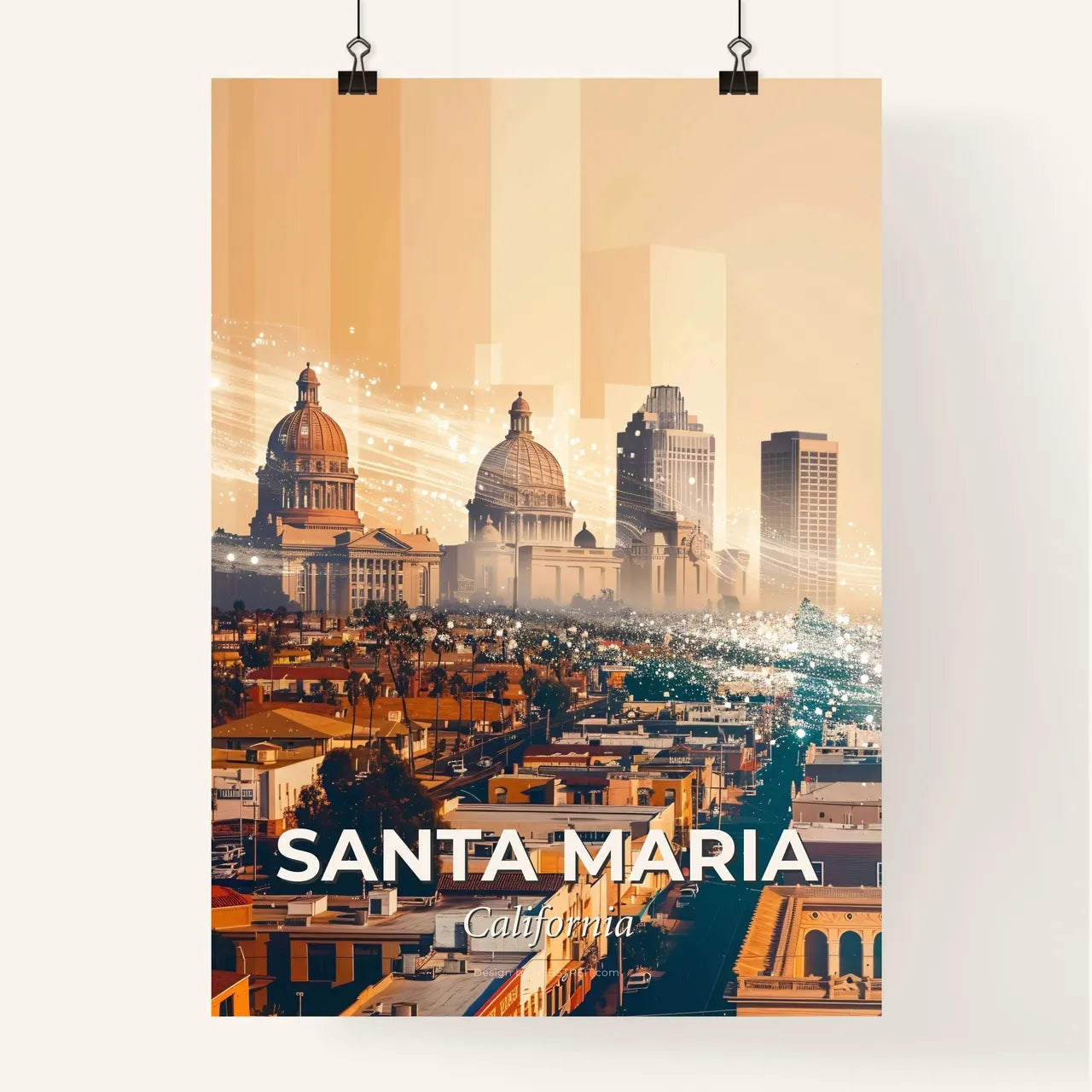 Santa Maria City Skyline Composite Art Poster