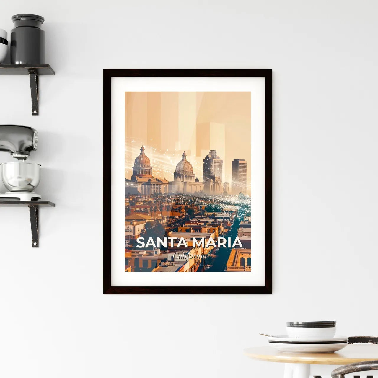 Santa Maria City Skyline Composite Art Framed Print