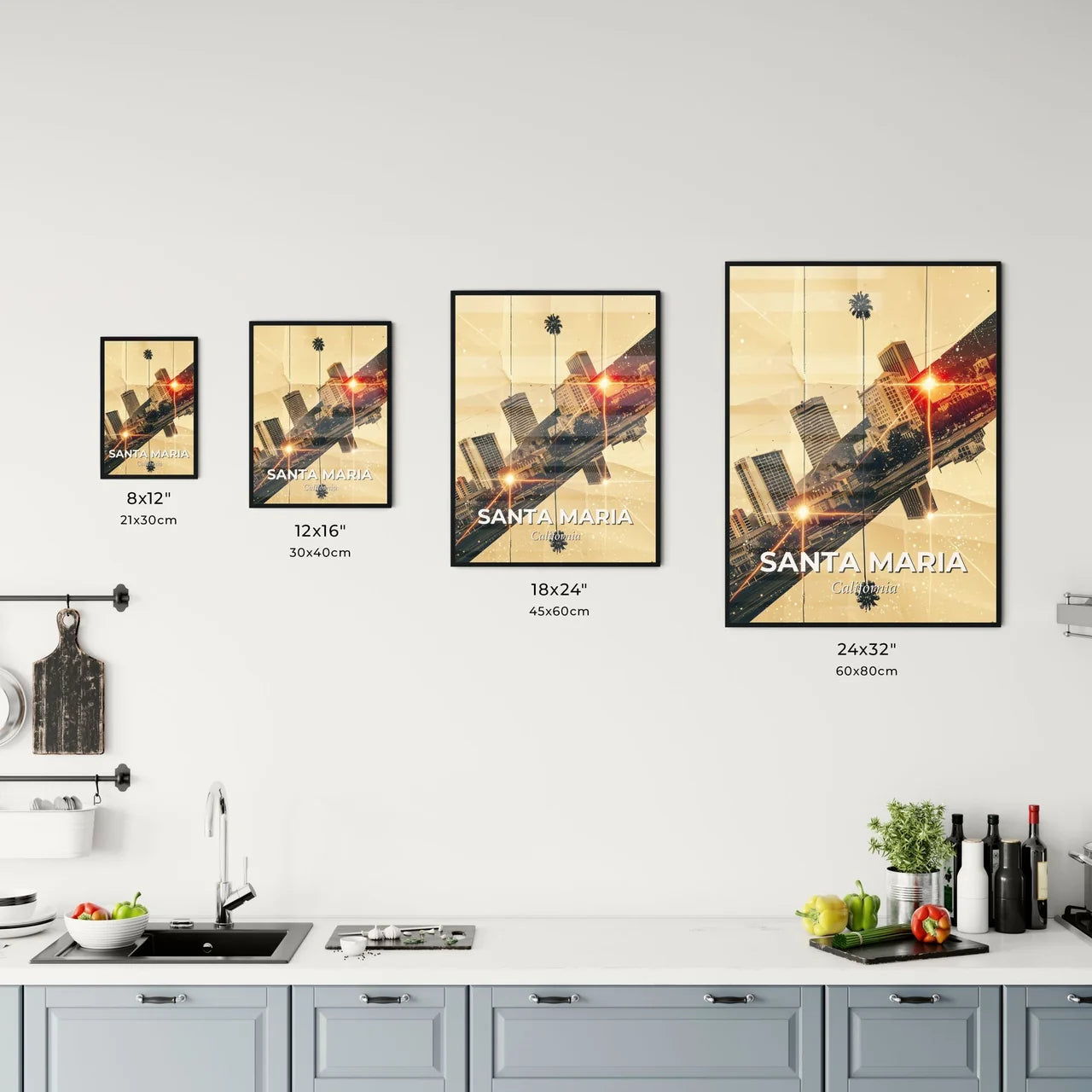Santa Maria Skyline City Art Poster Office Art