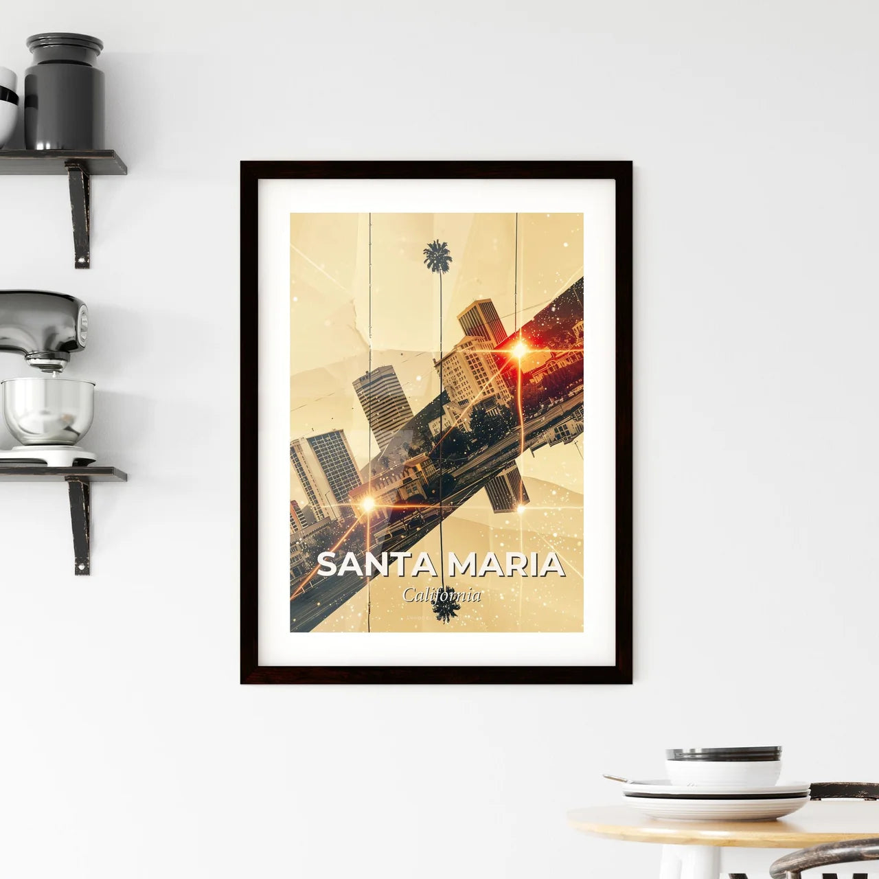 Santa Maria Skyline City Art Poster Framed Print