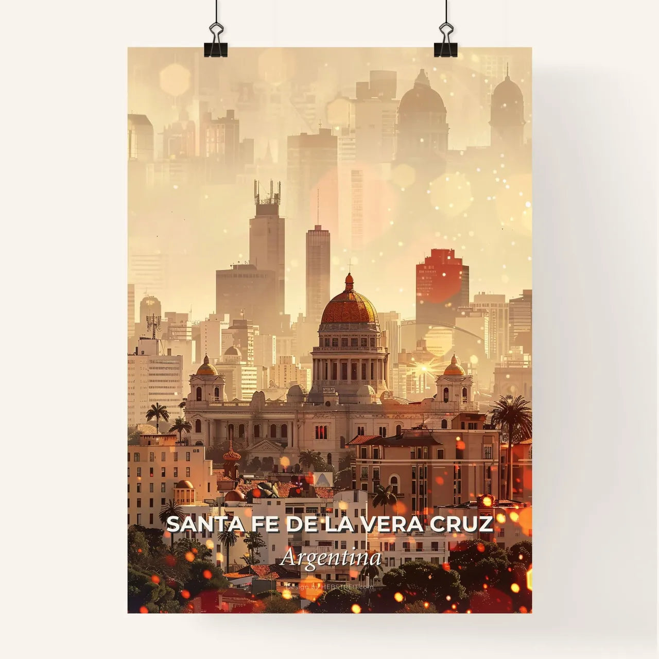 Santa Fe City's Skyline Composite Artwork Poster Poster
