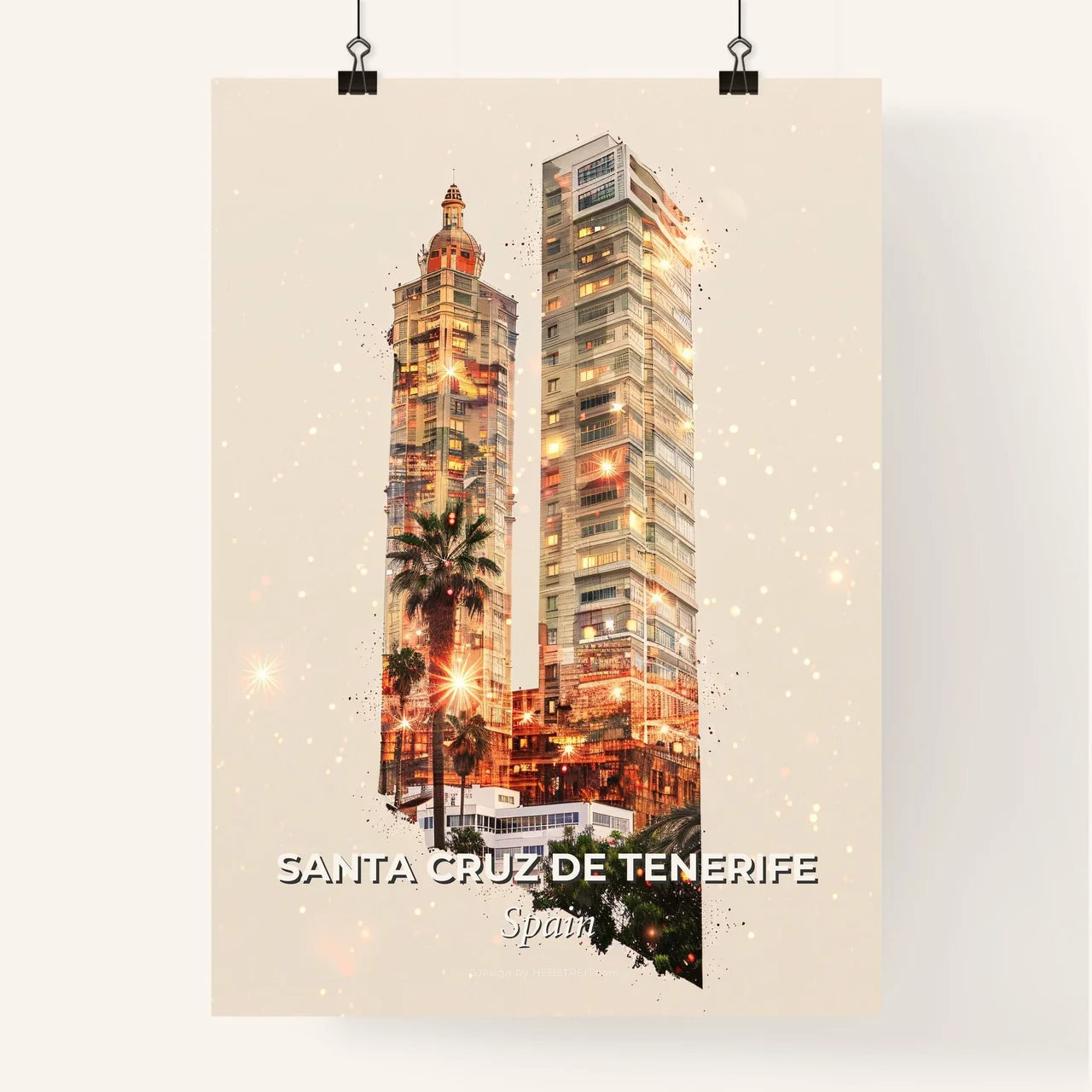 Santa Cruz Cityscape Art with Local Icons Poster