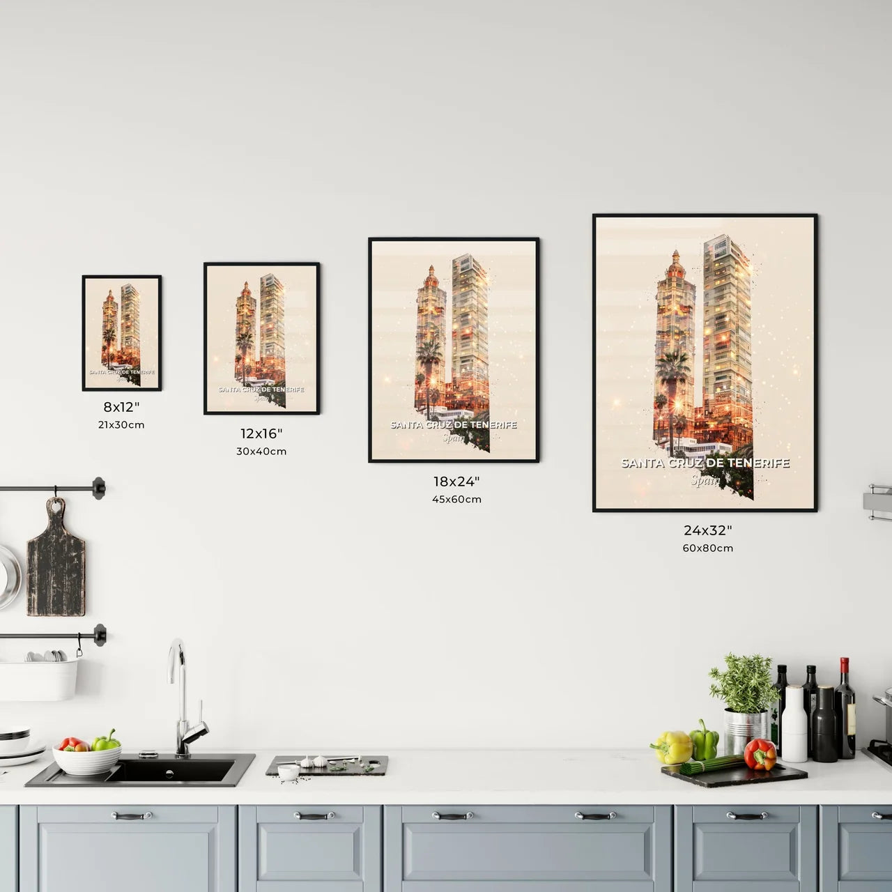 Santa Cruz Cityscape Art with Local Icons Office Art