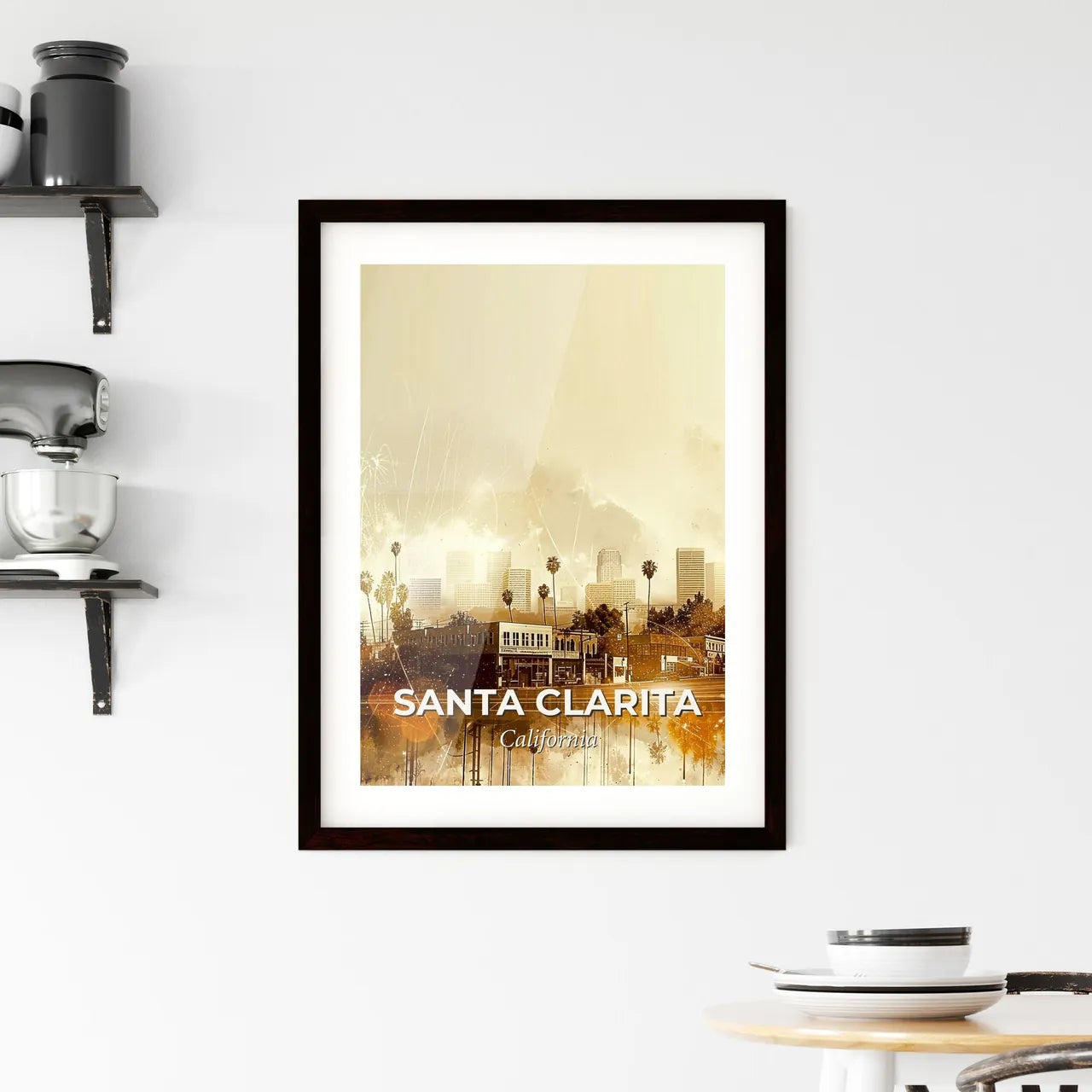 Santa Clarita City Icon Skyline Pop Art Framed Print