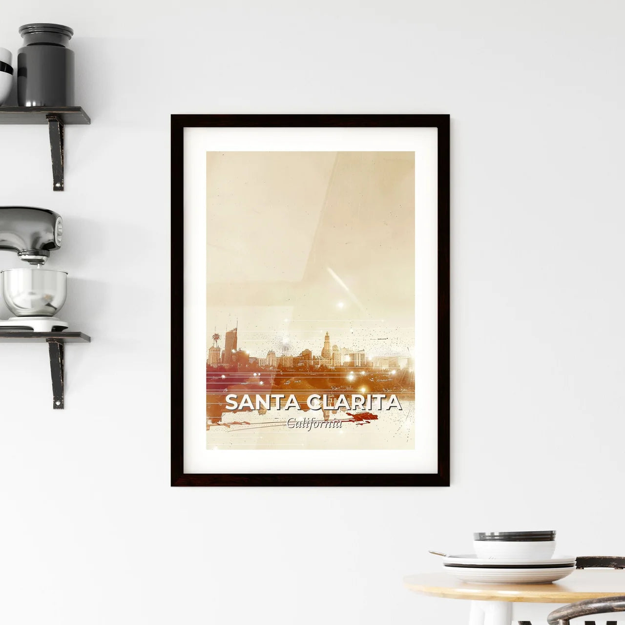 Santa Clarita City Skyline Poster Art Framed Print