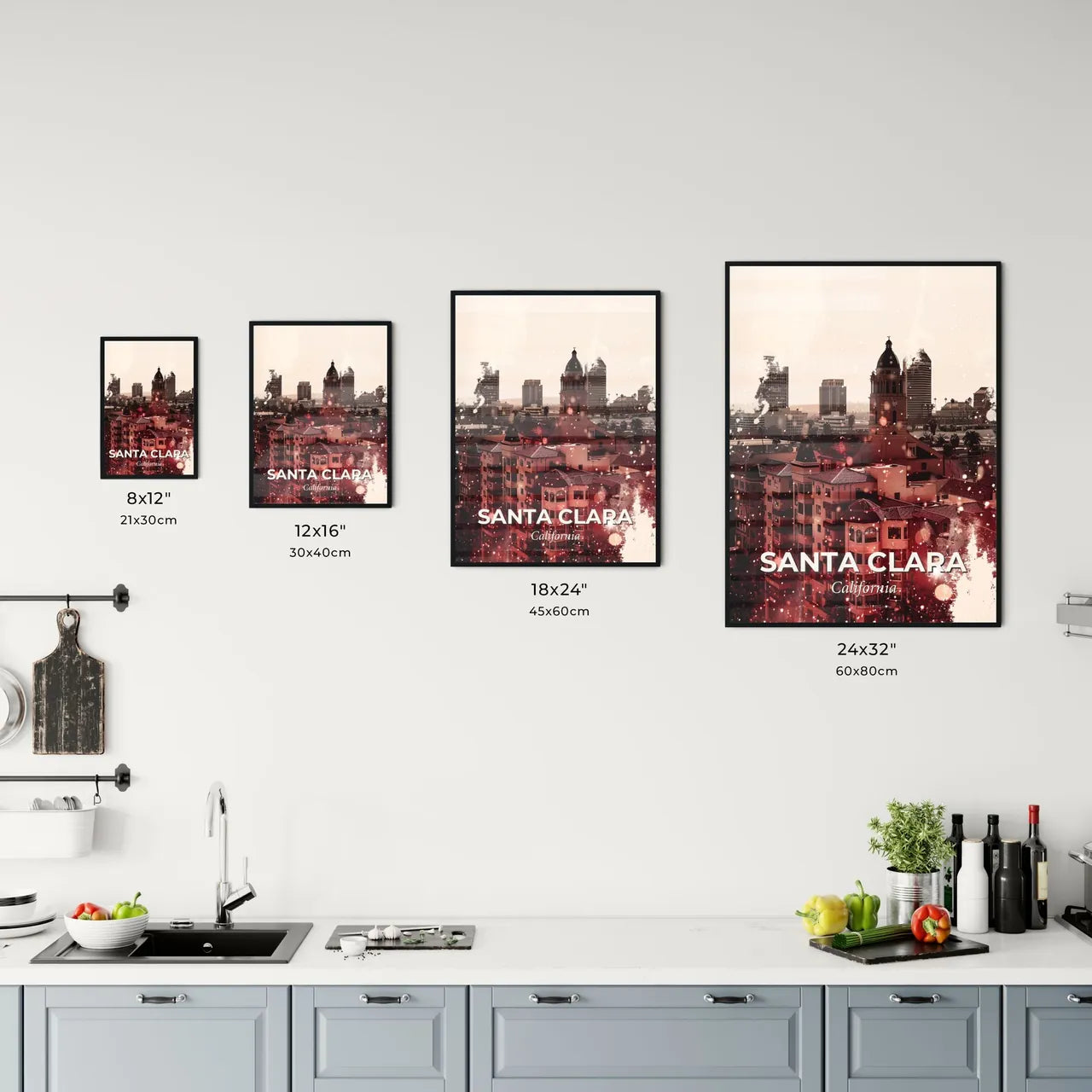 Santa Clara Skyline Panorama Cityscape with Architecture Icons Office Art