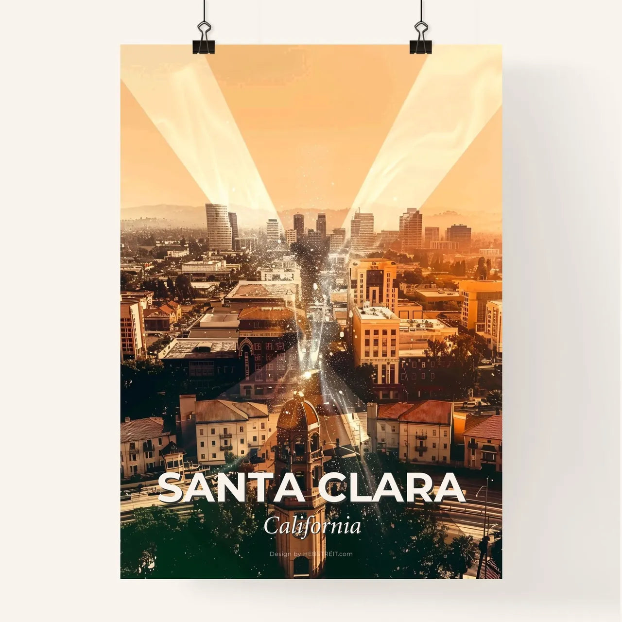 Santa Clara Skyline Artistic Composite Poster Poster