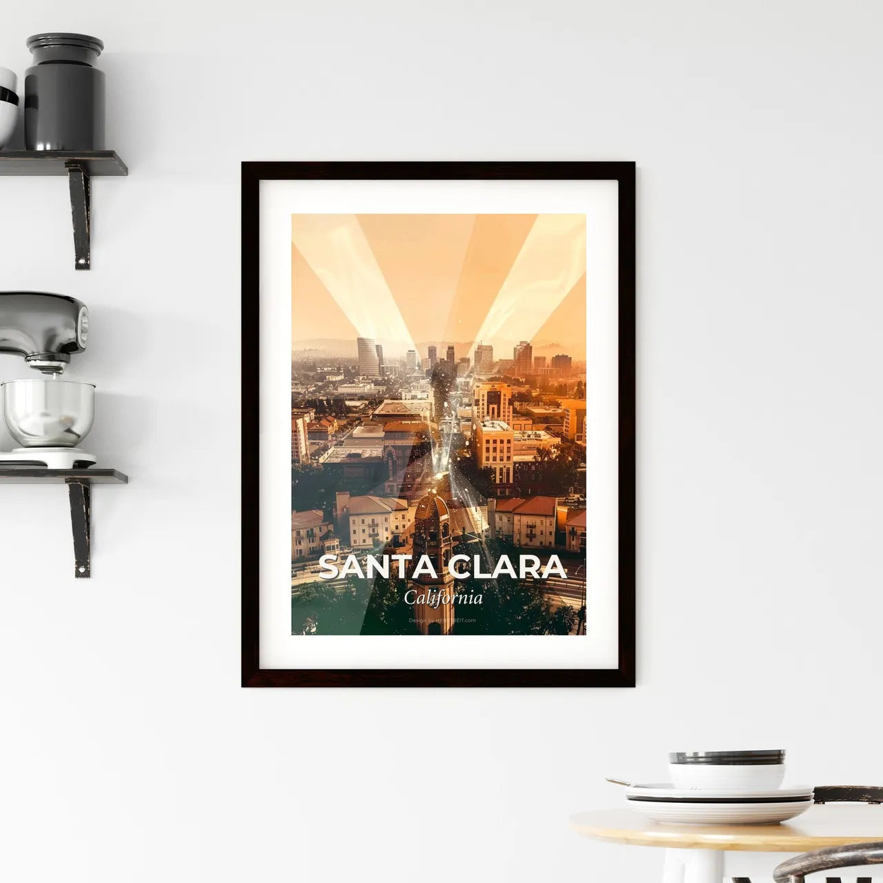 Santa Clara Skyline Artistic Composite Poster Framed Print