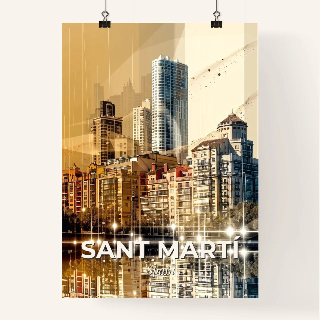 Sant MartÃ­ Skyline Art: Double Exposure Delight Poster