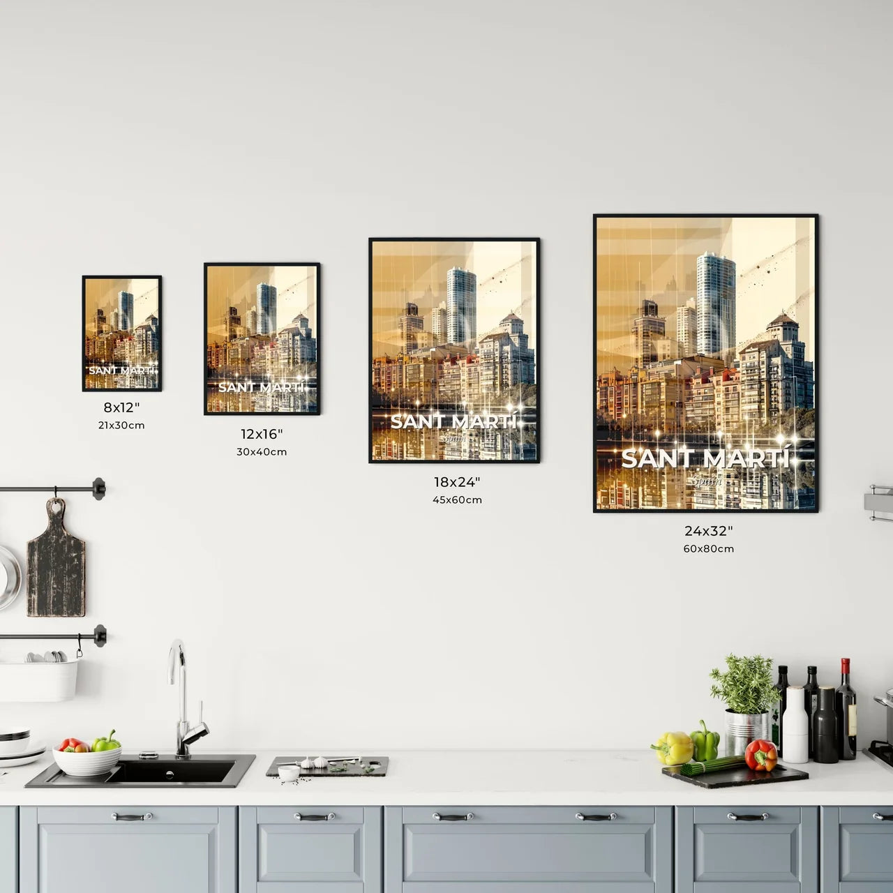 Sant MartÃ­ Skyline Art: Double Exposure Delight Office Art