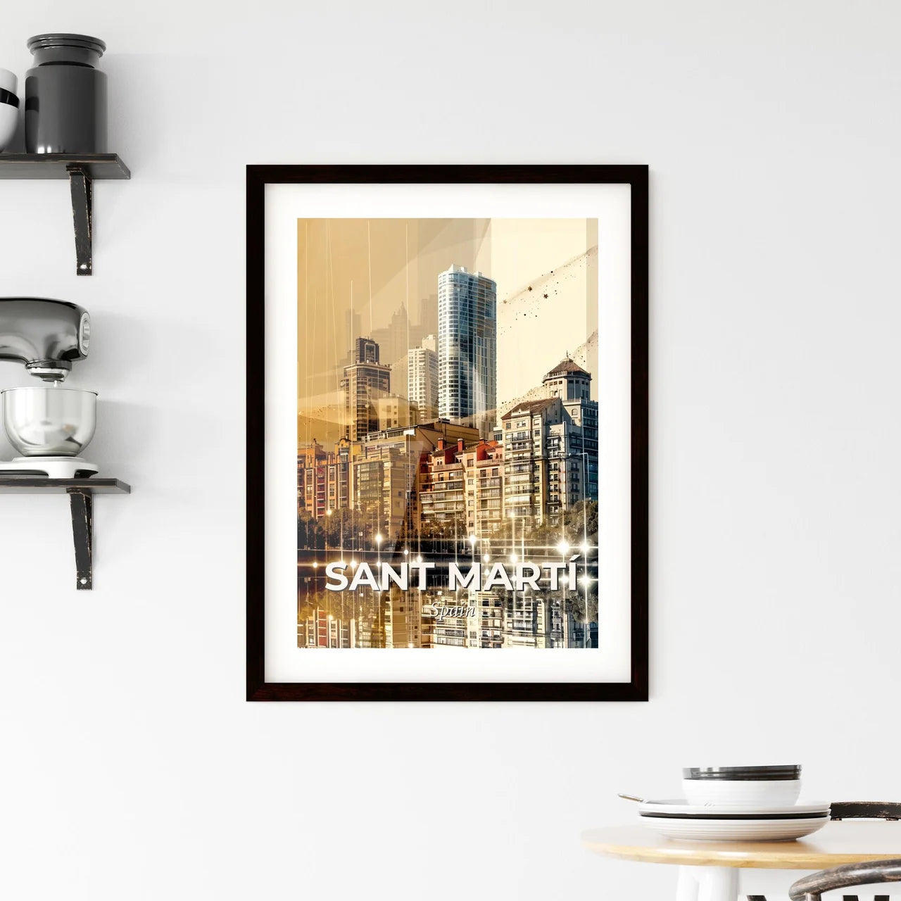Sant MartÃ­ Skyline Art: Double Exposure Delight Framed Print