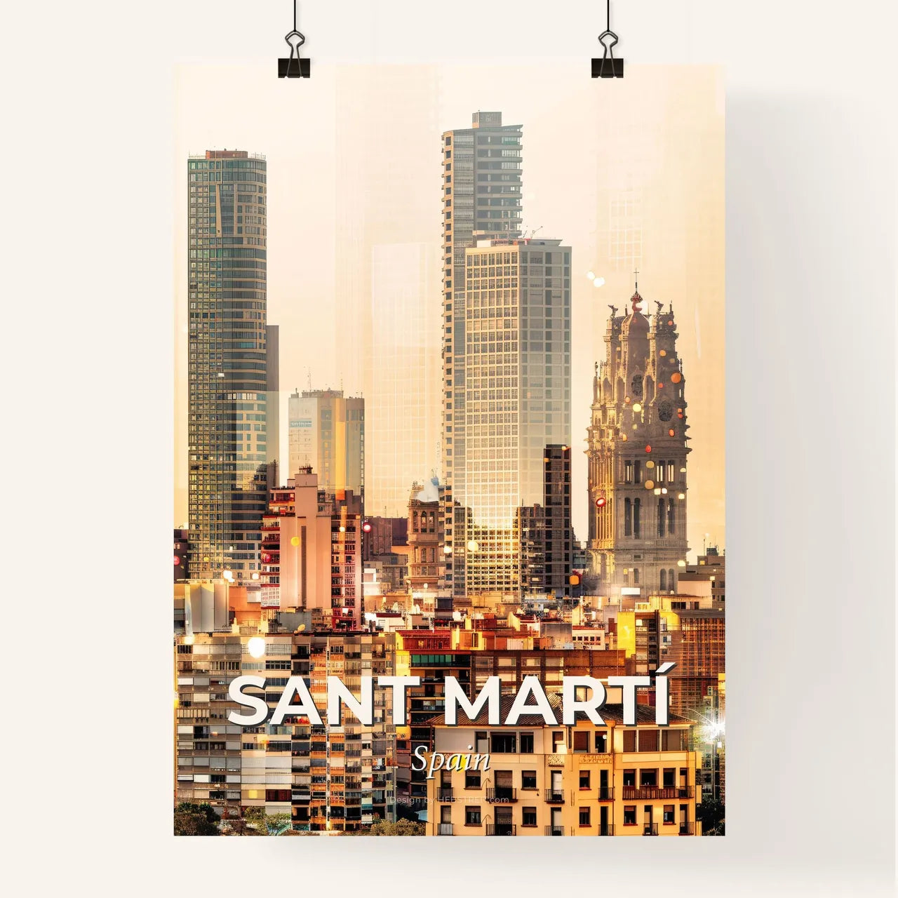 Sant Martí City Skyline Composite Artwork Poster