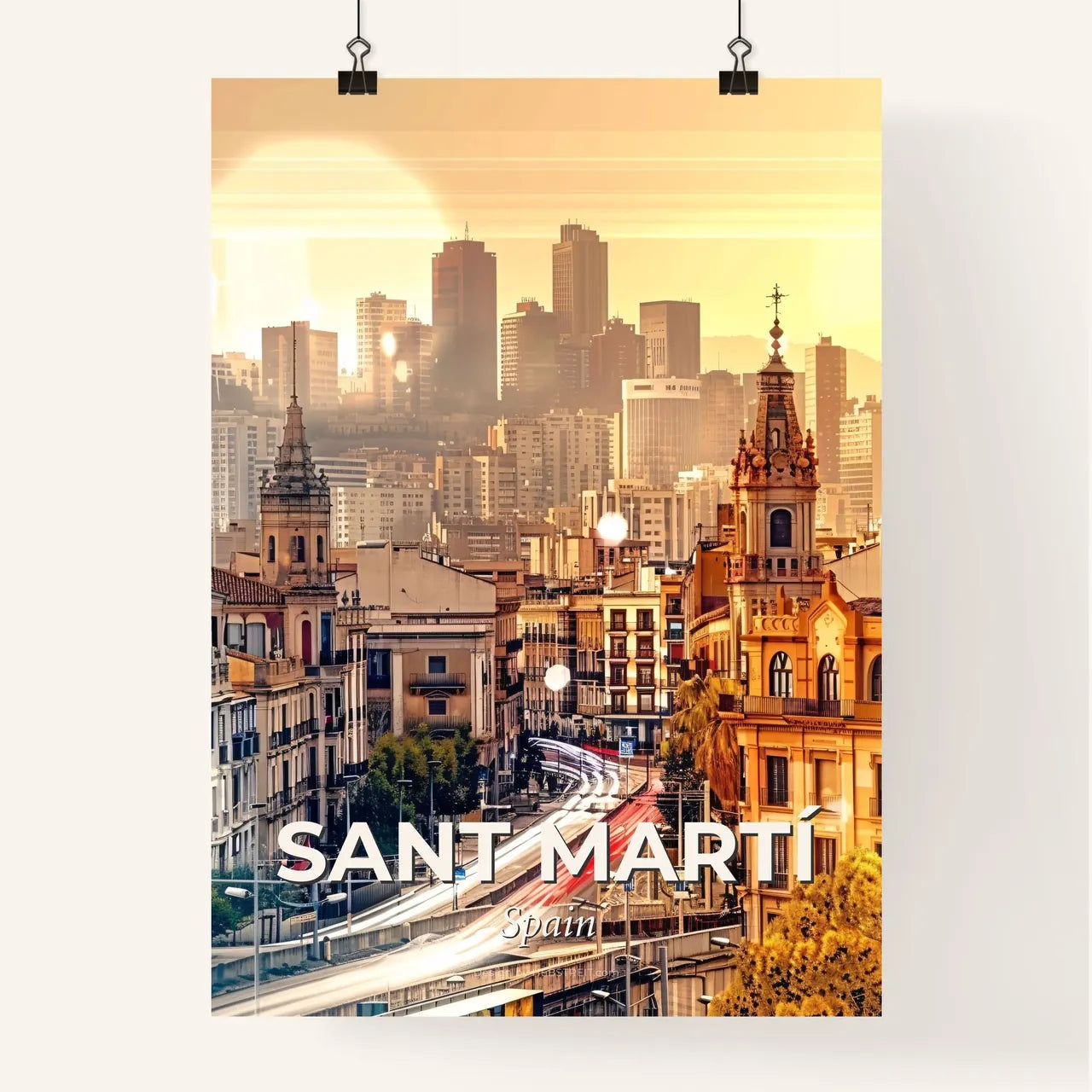 Sant Marti Double Exposure Skylines To Light Up Your Wall Poster