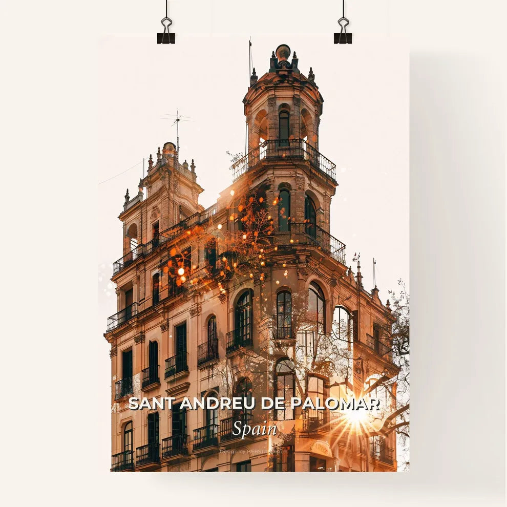 Sant Andreu de Palomar: City Icons on Beige Poster