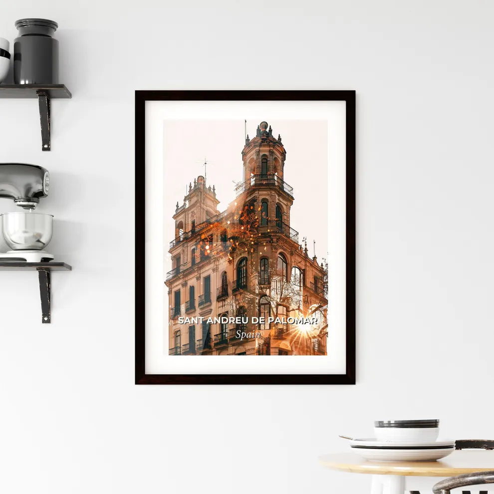 Sant Andreu de Palomar: City Icons on Beige Framed Print