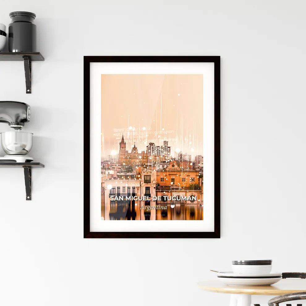 San Miguel de Tucuman Double Exposure Art Skyline Framed Print