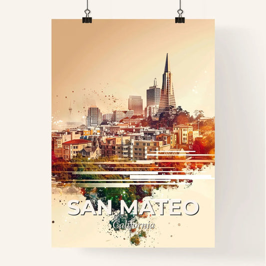 San Mateo Skyline Double Exposure Cityscape Art Poster