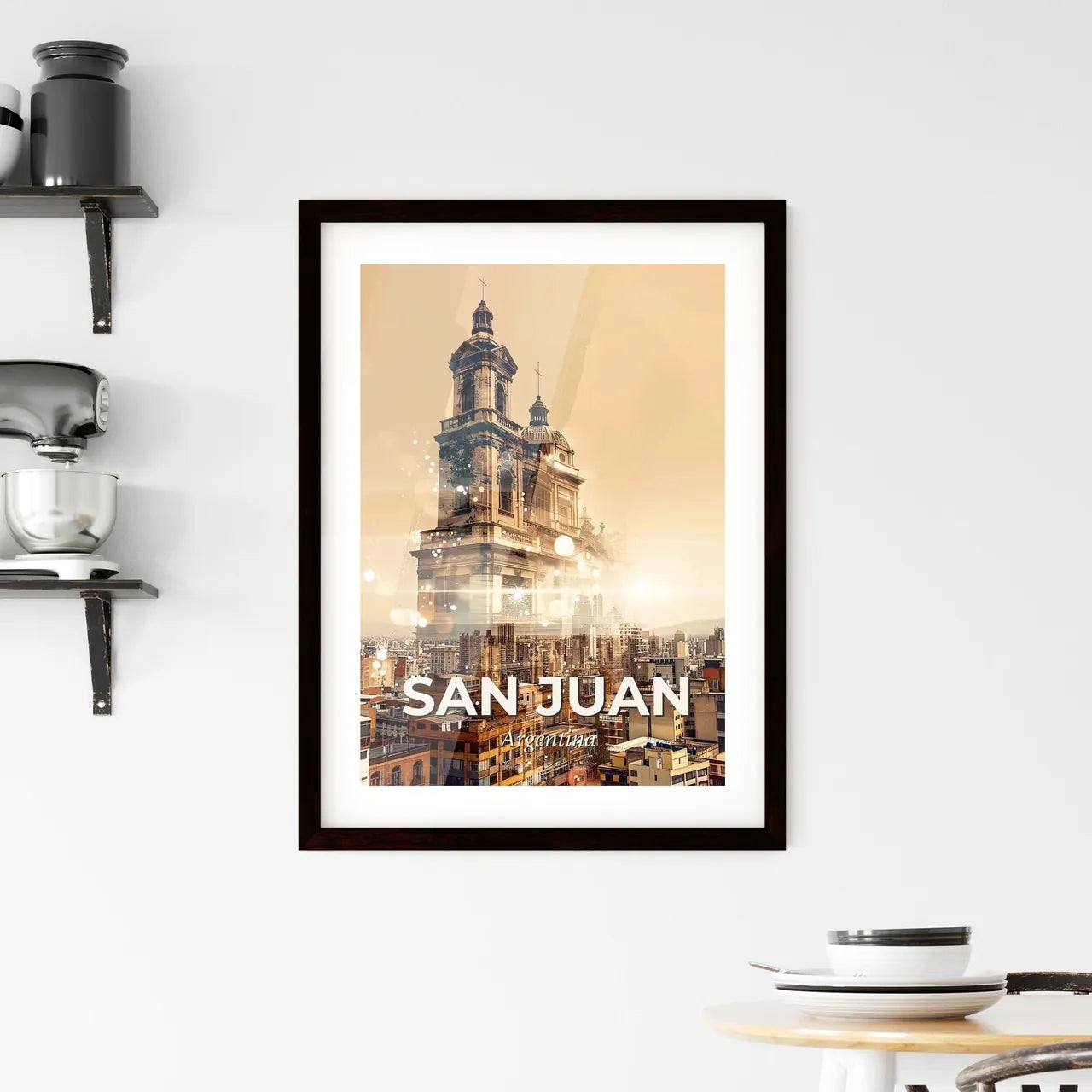 San Juan City Skyline Art Deco Poster Framed Print