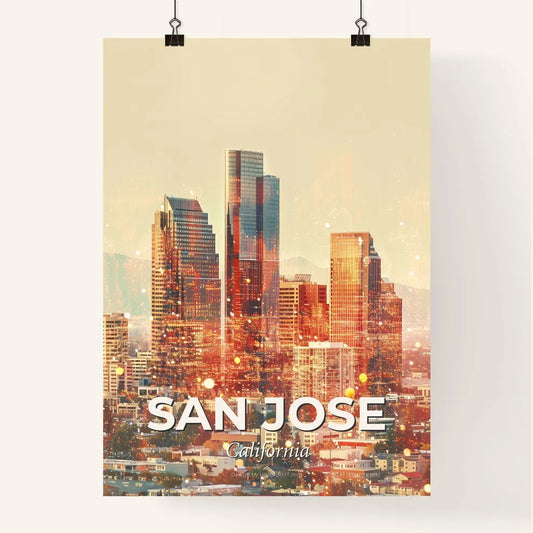 San Jose City Skyline Double Exposure Art Print Poster