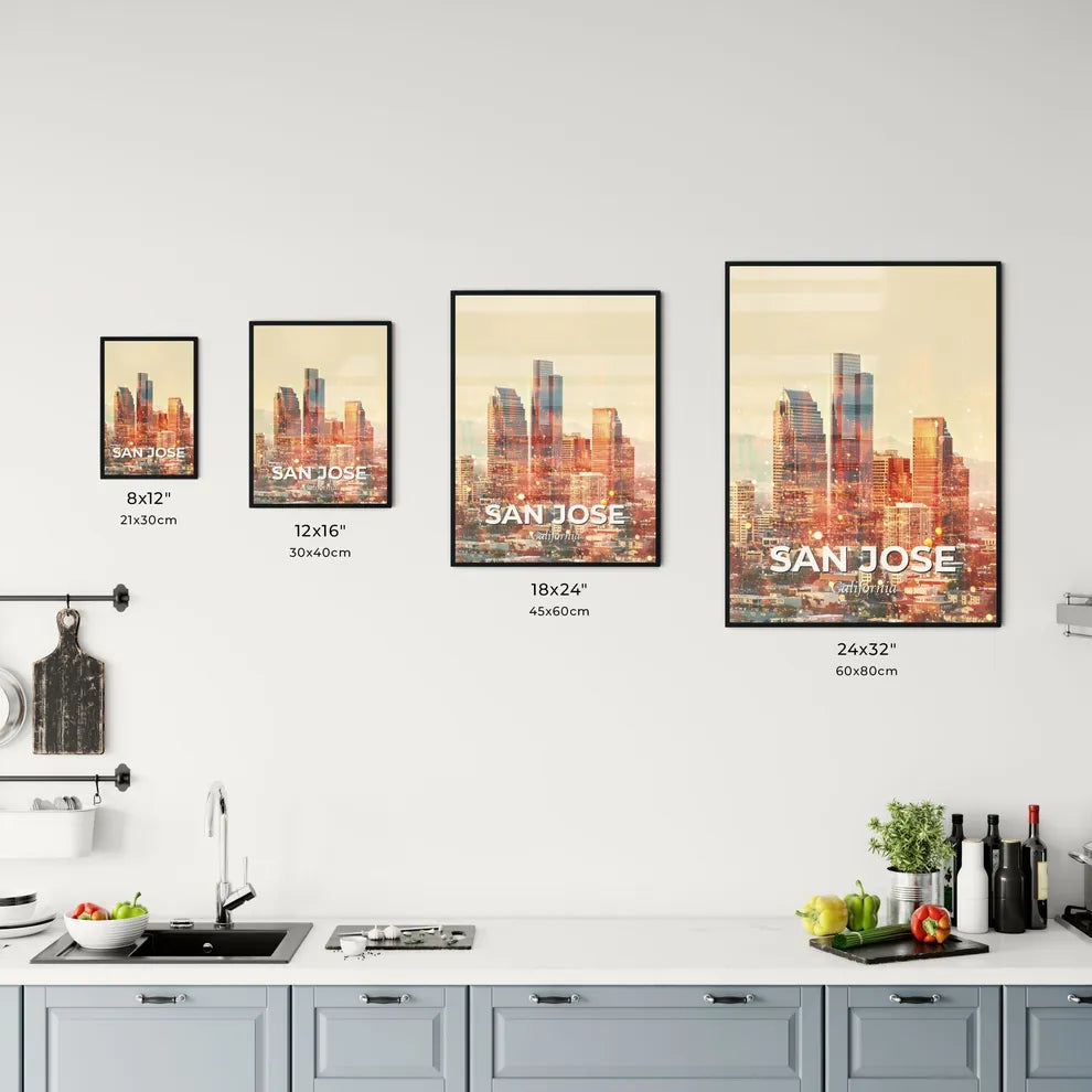 San Jose City Skyline Double Exposure Art Print Office Art