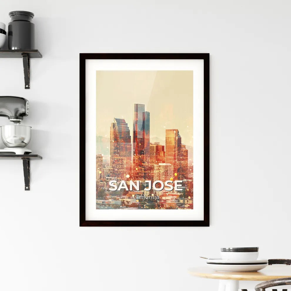 San Jose City Skyline Double Exposure Art Print Framed Print