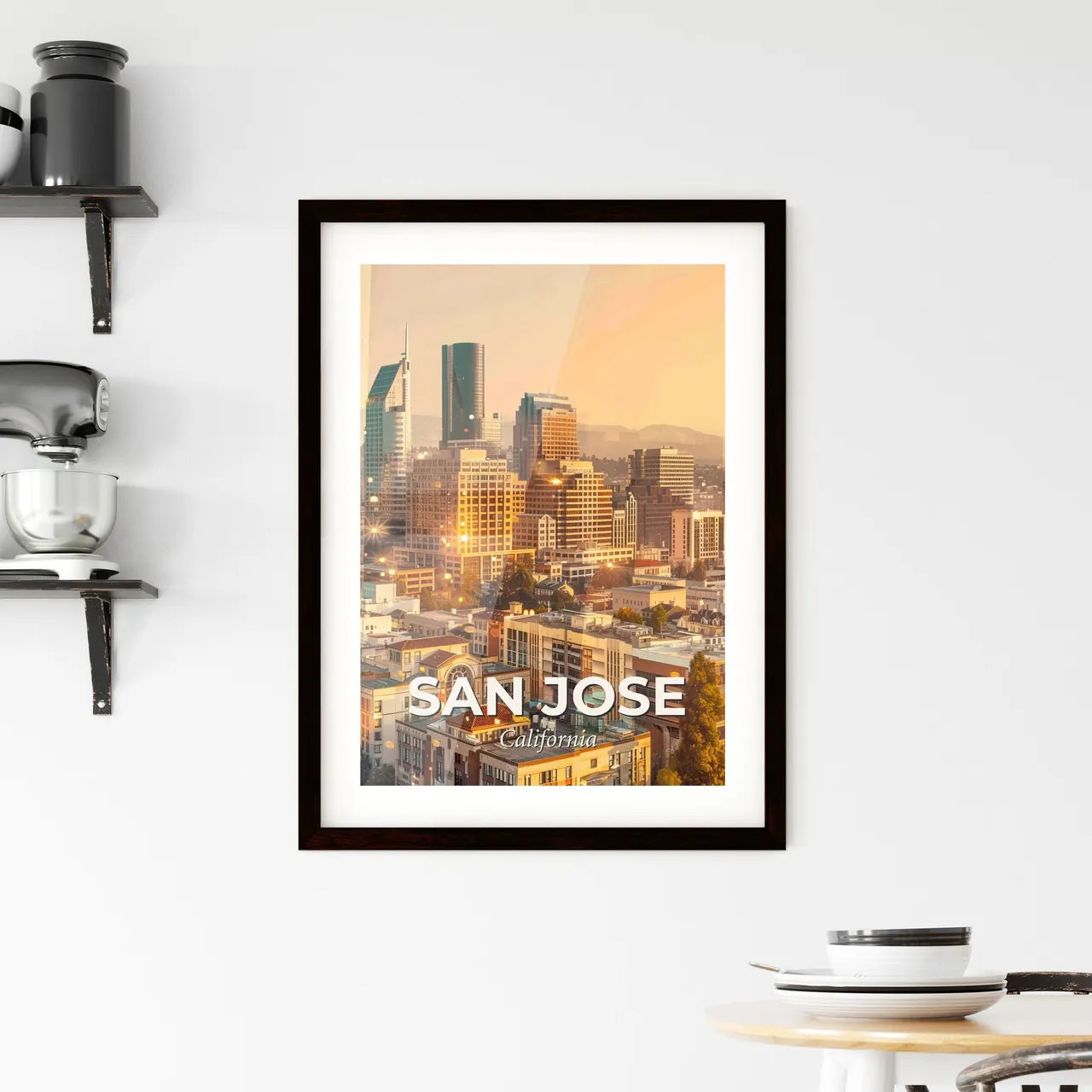 San Jose City Skyline Double Exposure Framed Print