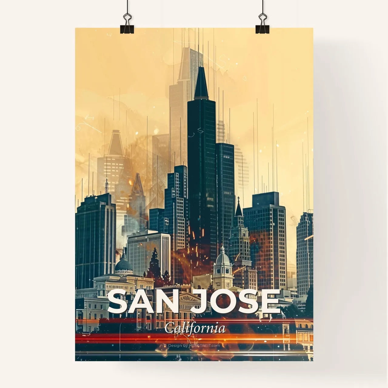 San Jose Skyline Composite: Local Icons, Bright Backdrop Poster
