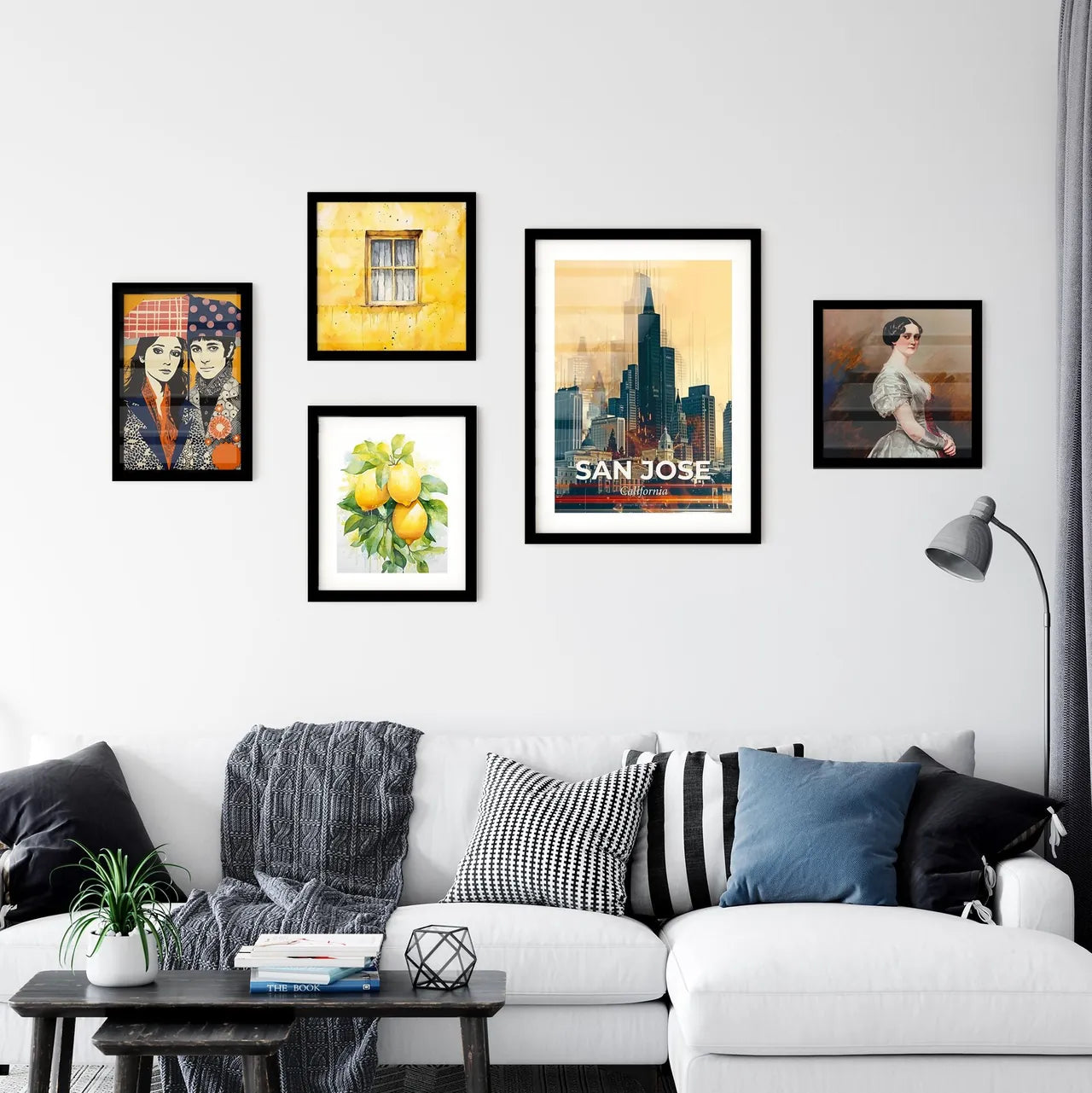 San Jose Skyline Composite: Local Icons, Bright Backdrop Wall Art