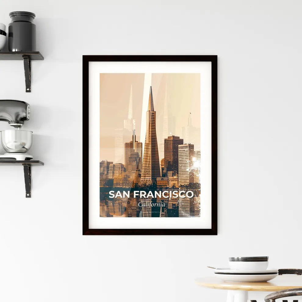 San Francisco Cityscape Double Exposure Art Poster Framed Print