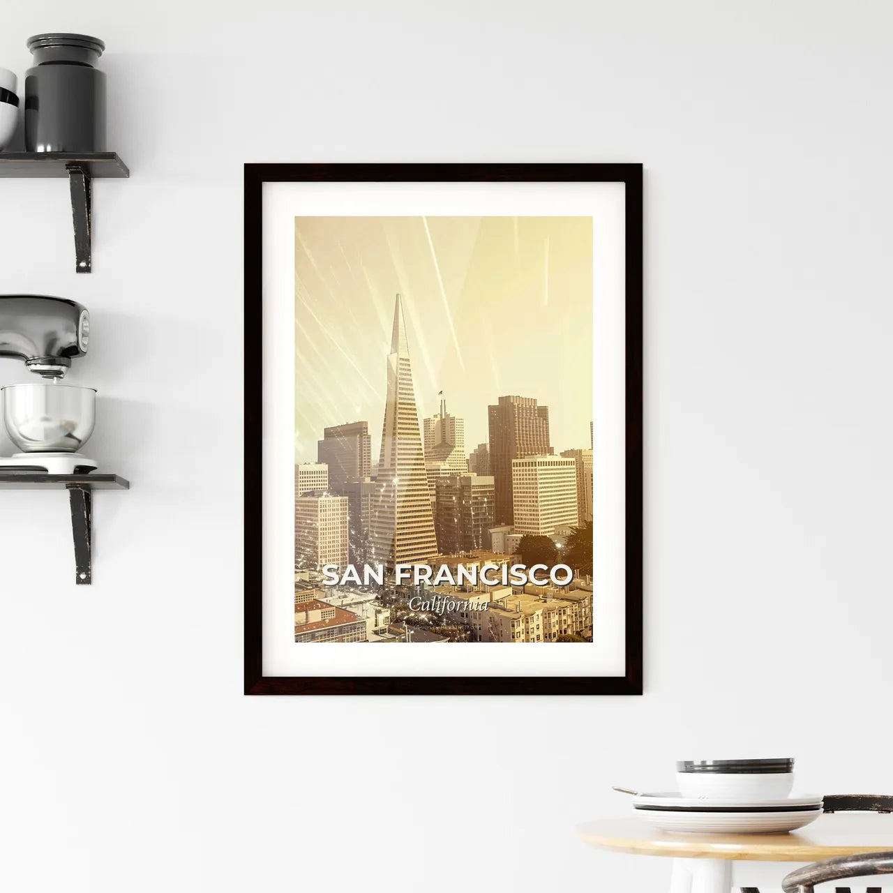 San Francisco Skyline Dreamy Double Exposure Framed Print