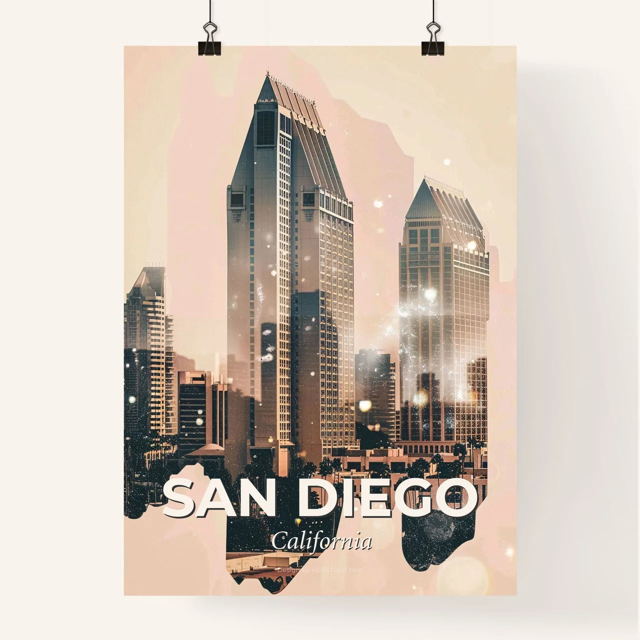 San Diego Cityscape Art Skyline Icon Sparkle Poster Poster