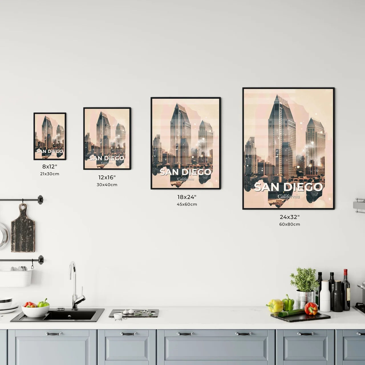 San Diego Cityscape Art Skyline Icon Sparkle Poster Office Art