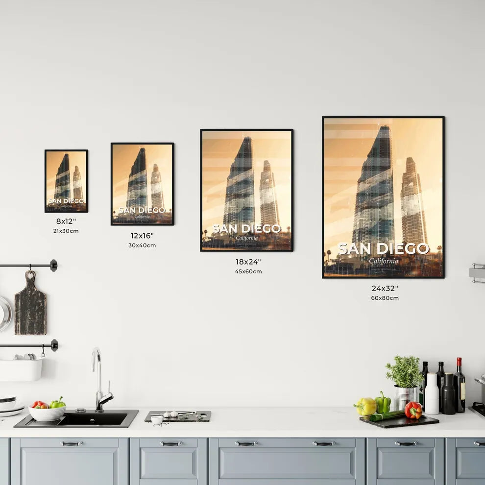 San Diego City Composite Skyline Poster Art Office Art