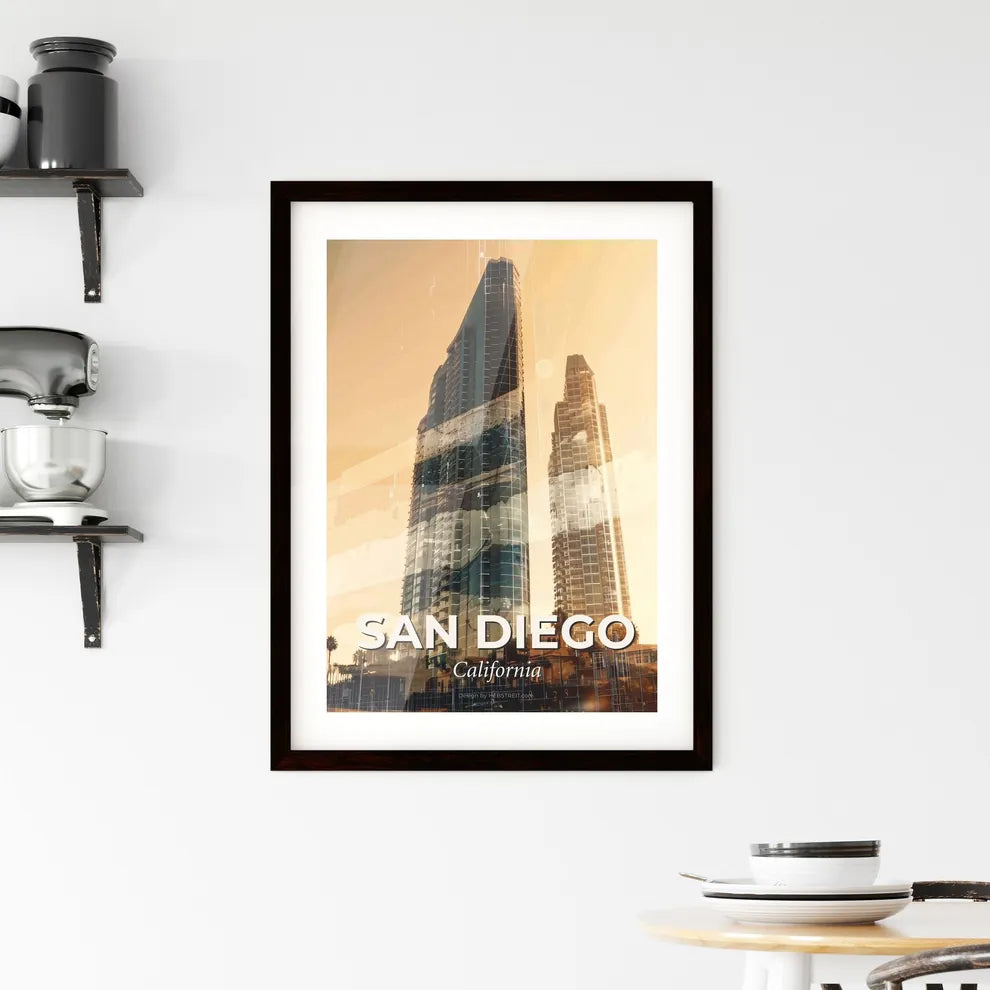 San Diego City Composite Skyline Poster Art Framed Print