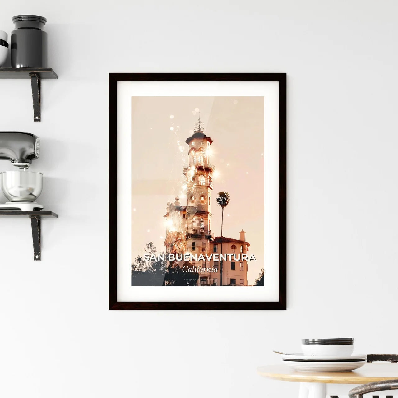 SanBuenaventuraCity Skyline Silhouette Art Framed Print