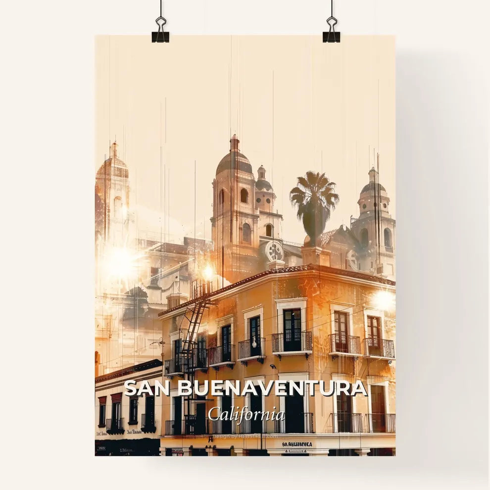 San Buenaventura Skyline Nostalgia Art Poster Poster