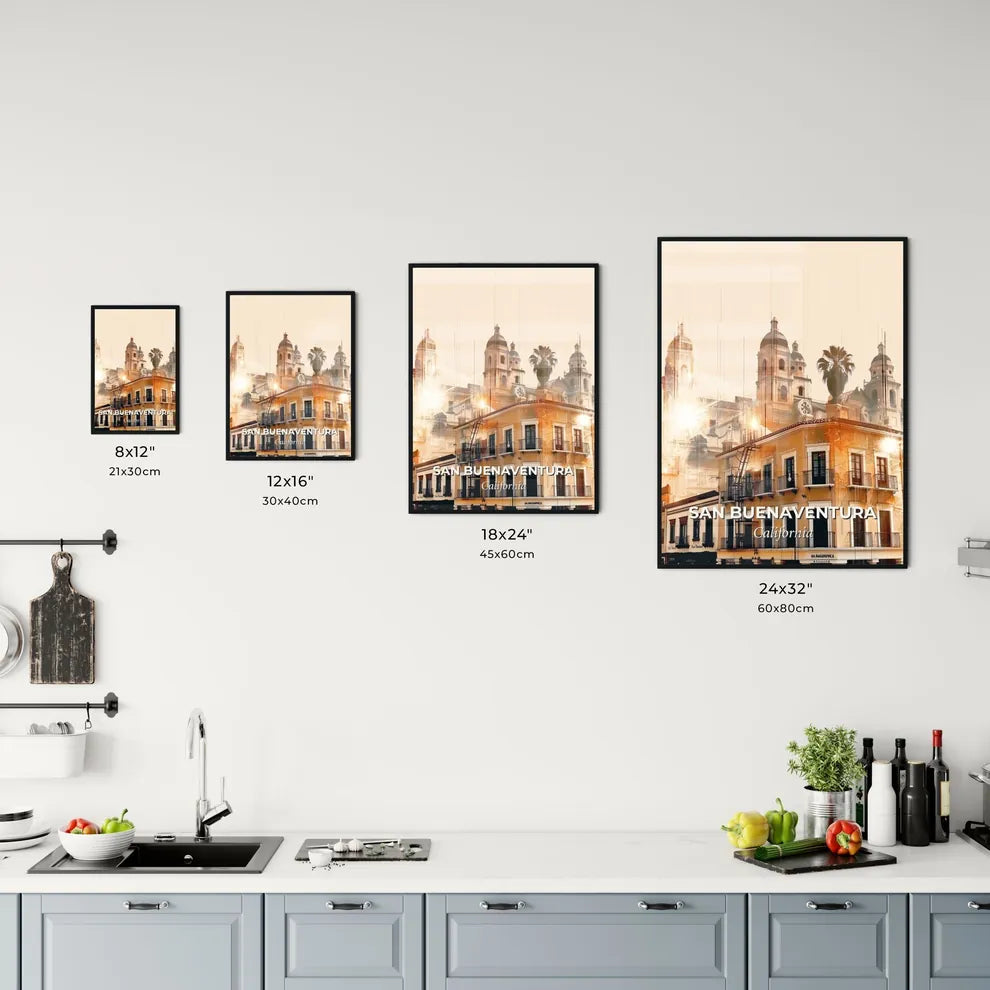 San Buenaventura Skyline Nostalgia Art Poster Office Art