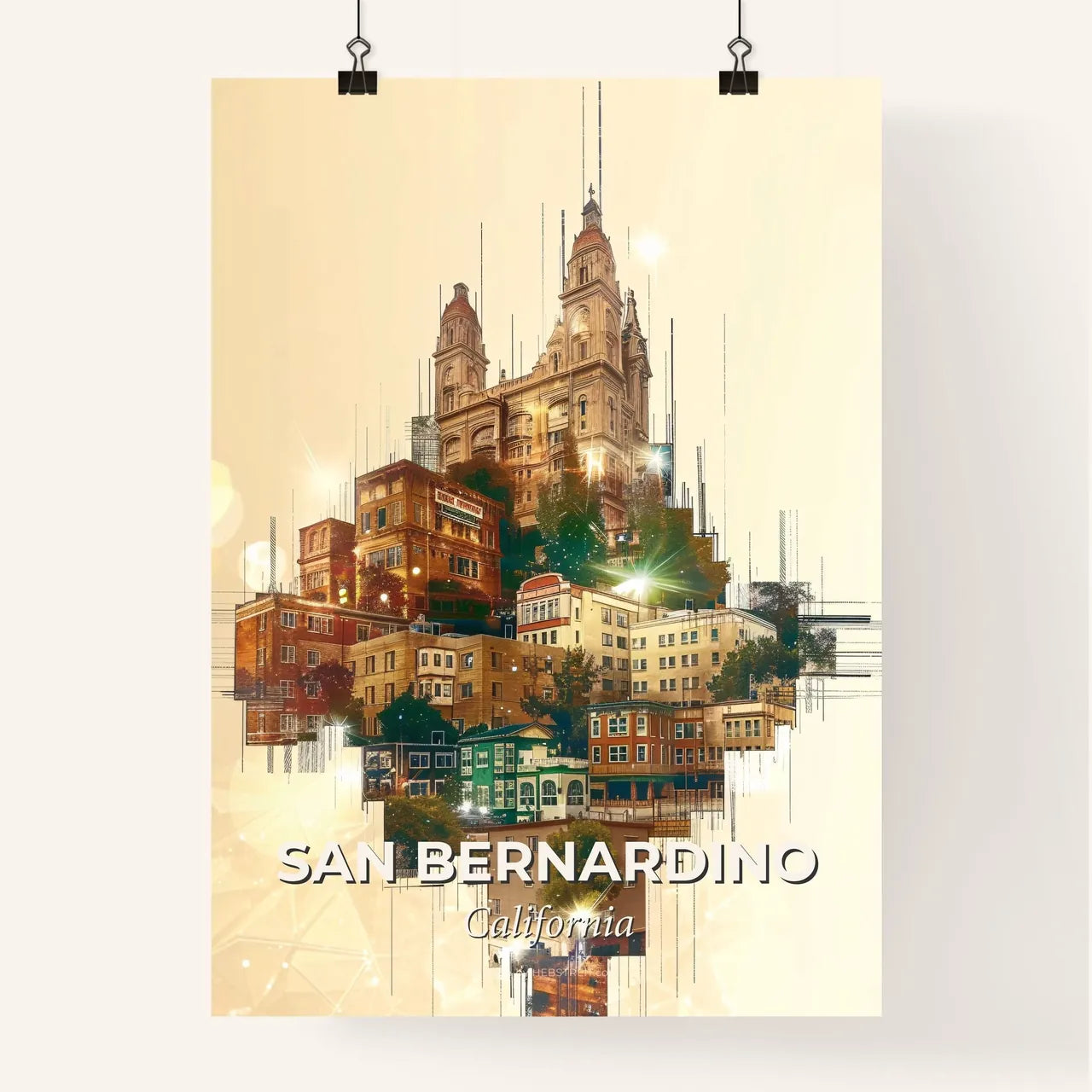 San Bernardino City Icons Sparkle Art Print Poster