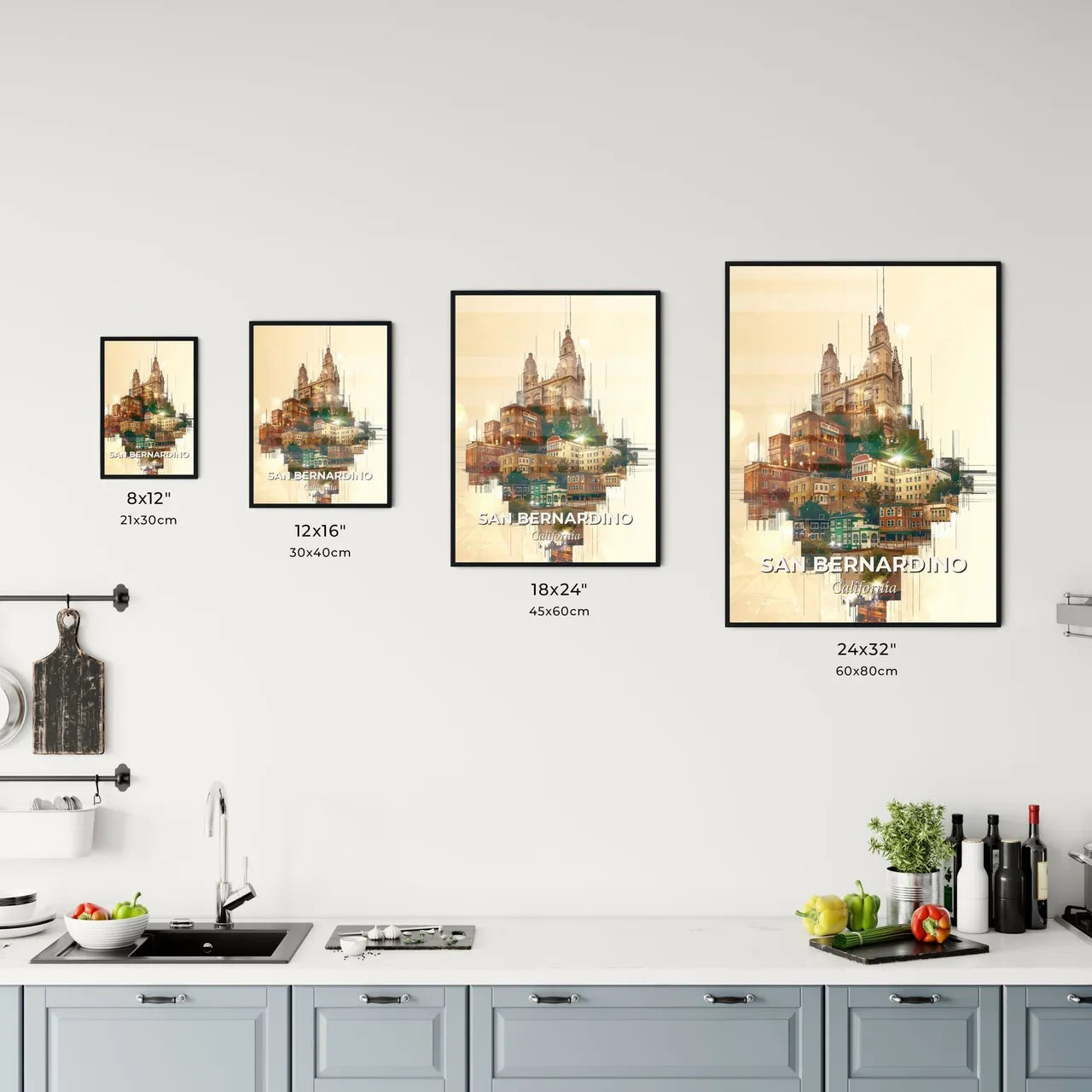 San Bernardino City Icons Sparkle Art Print Office Art