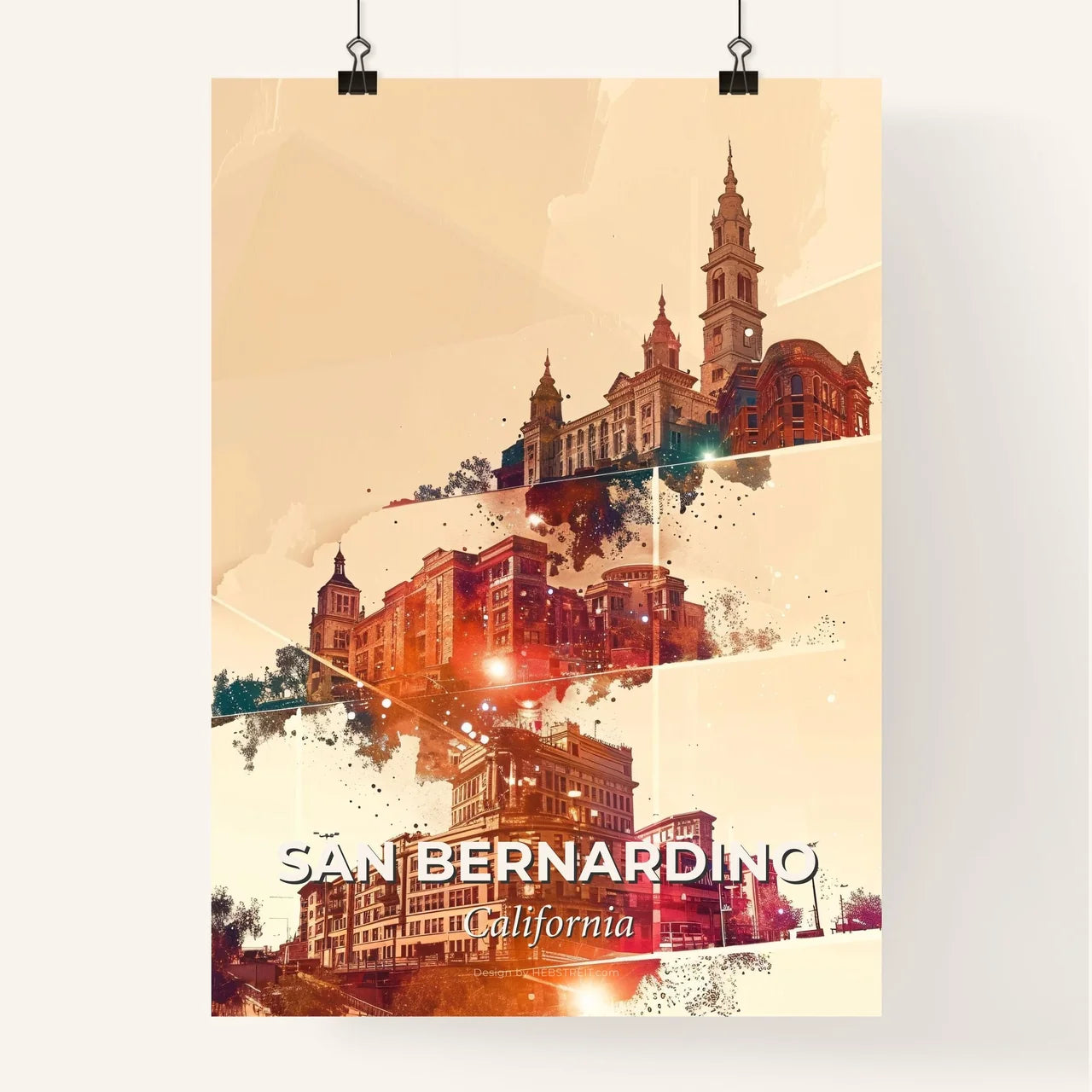San Bernardino Cityscape Sparkle Poster