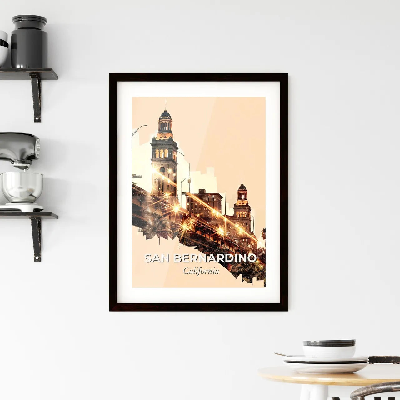 San Bernardino Skyline Glow Poster Framed Print