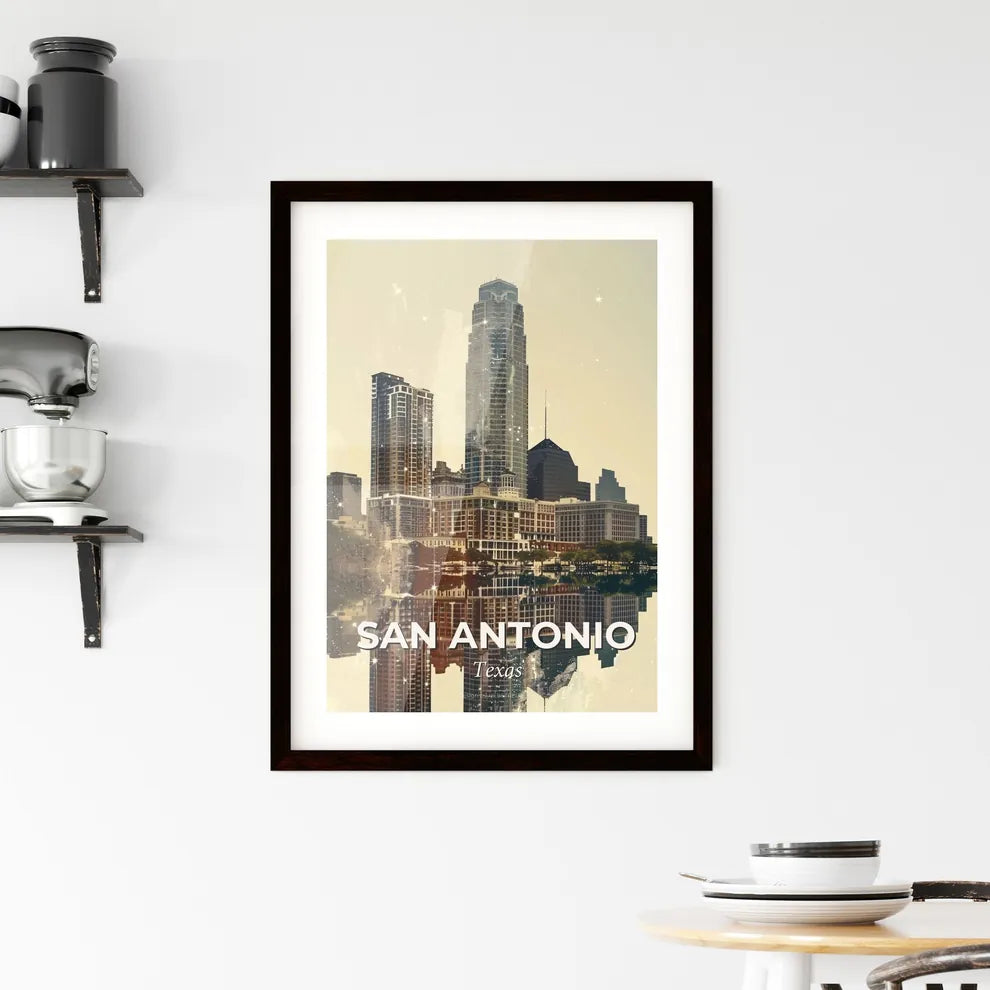 San Antonio Skyline Composite Art Poster Framed Print
