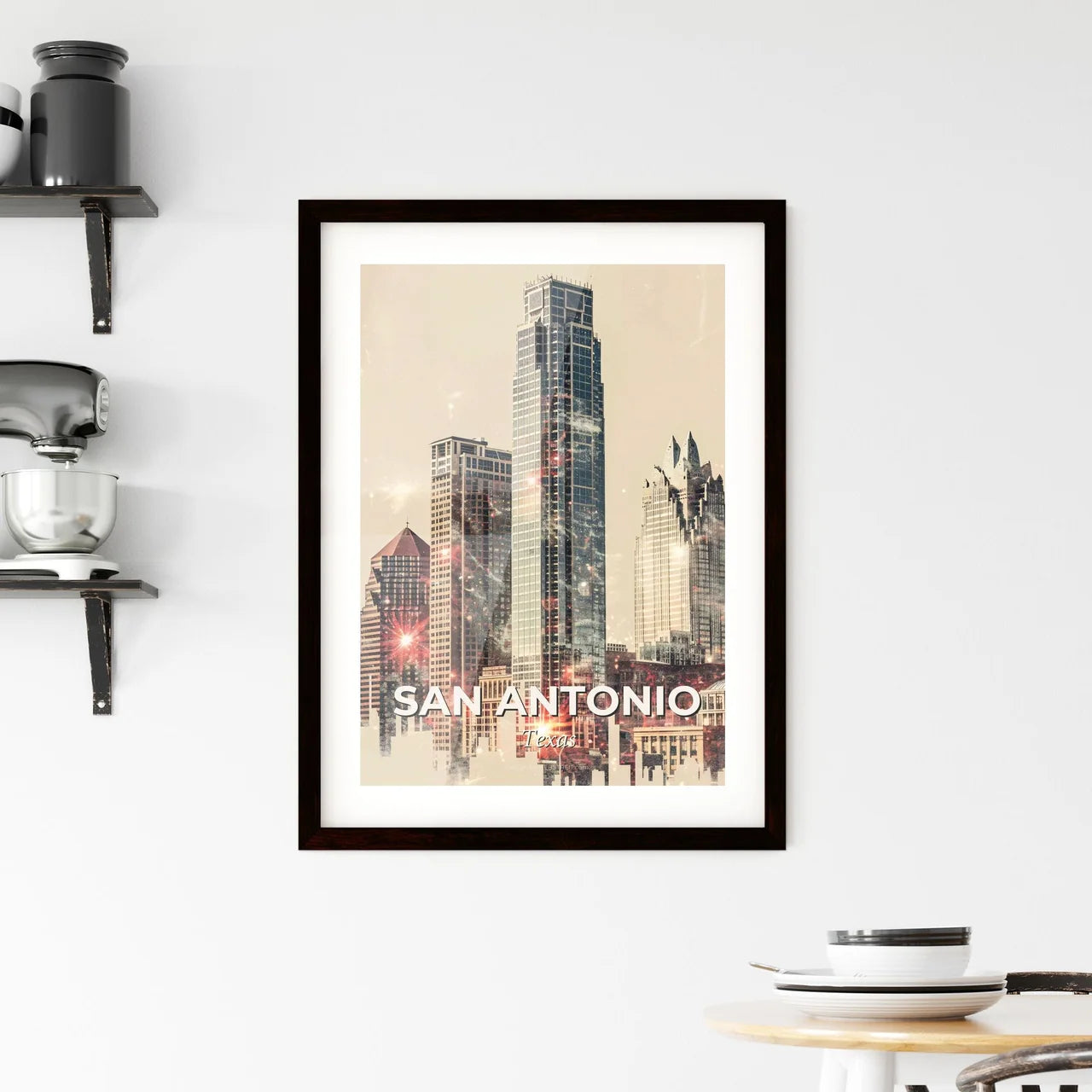 San Antonio City Lightscape Canvas Print Framed Print